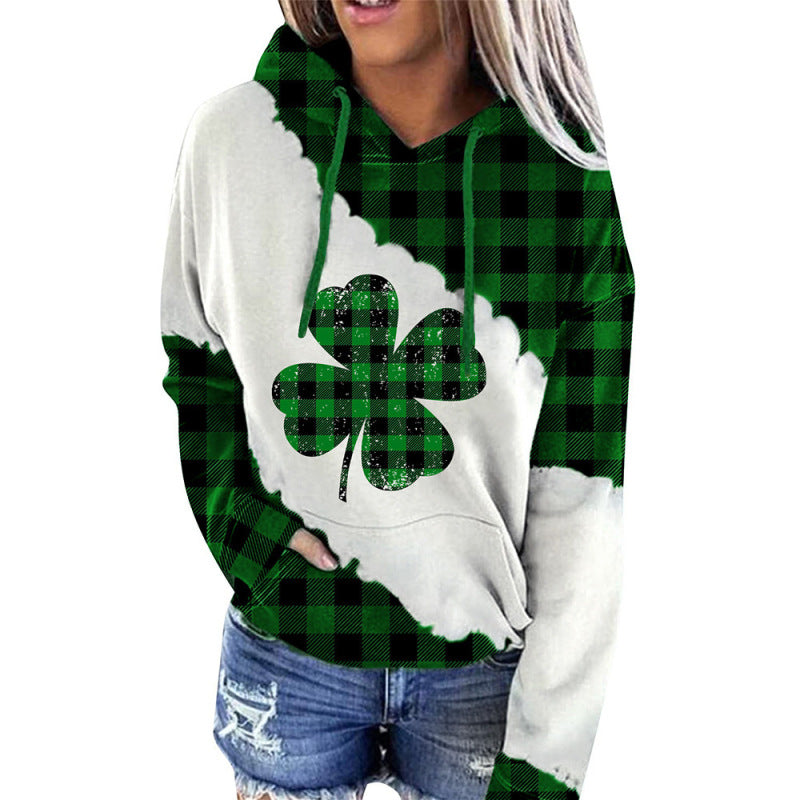 Luisa Women's St. Patrick's Irish Day Hooded Color Block Long Sleeve Sweatshirt