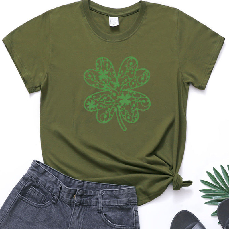 Olivia Women's Shamrock Print Short Sleeve T-Shirt