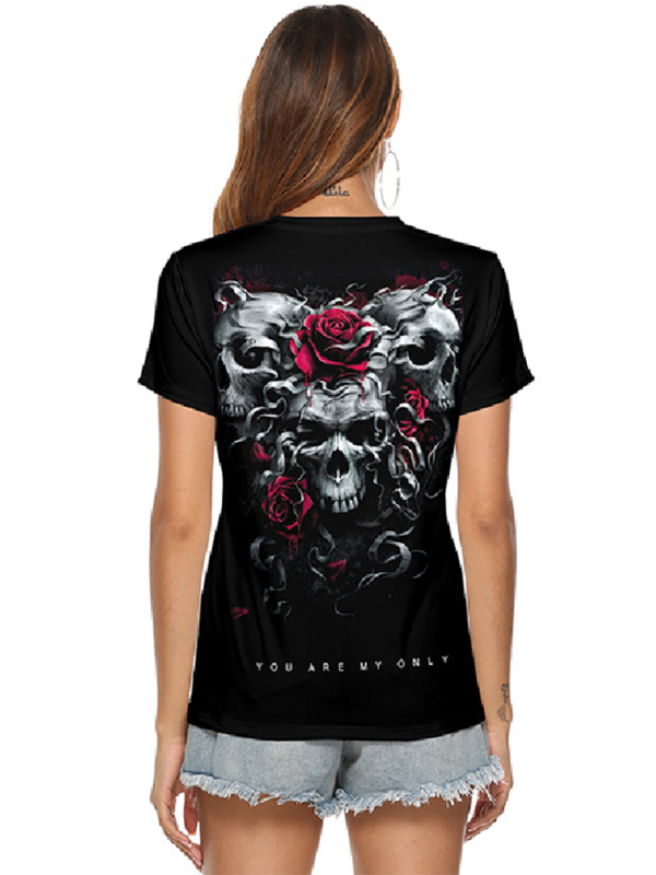 Angela Skeleton Hand Print V-Neck Women's T-shirt