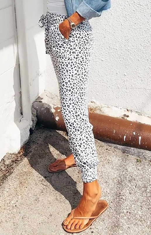 Alana Ladies Casual Fashion Leopard Print Trousers