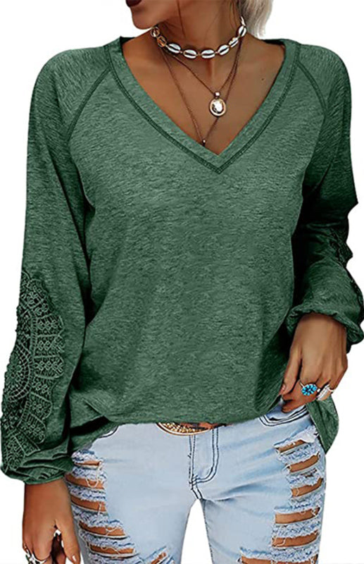 Kyla Women's Fashion Casual V Neck Lace Top