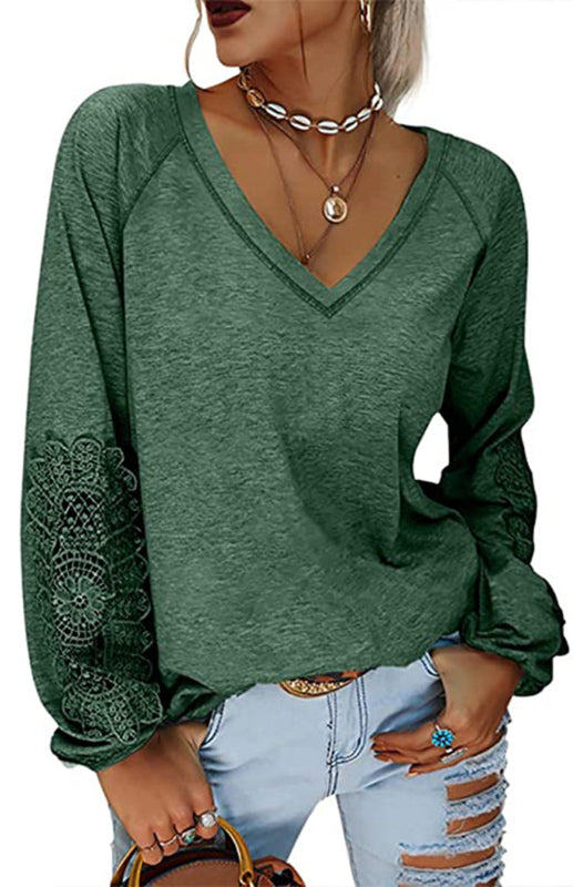 Kyla Women's Fashion Casual V Neck Lace Top