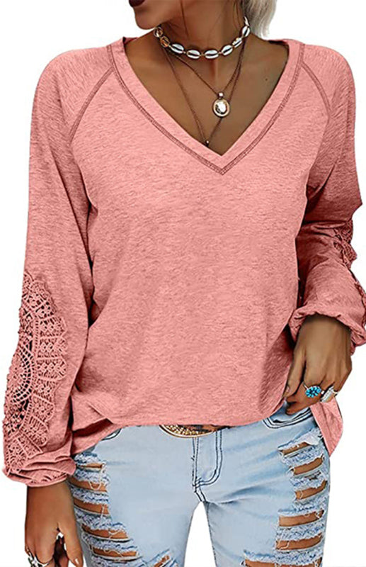 Kyla Women's Fashion Casual V Neck Lace Top