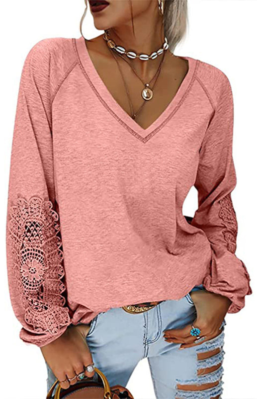 Kyla Women's Fashion Casual V Neck Lace Top