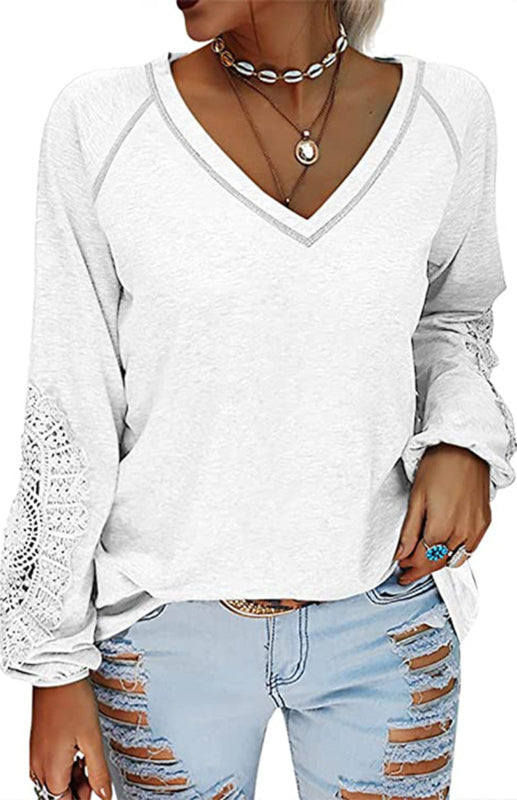 Kyla Women's Fashion Casual V Neck Lace Top