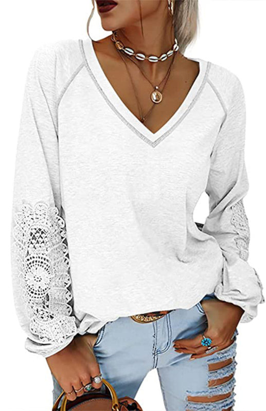 Kyla Women's Fashion Casual V Neck Lace Top