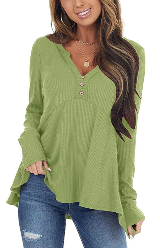 Liana V-Neck Long-Sleeved Loose Bottoming Shirt