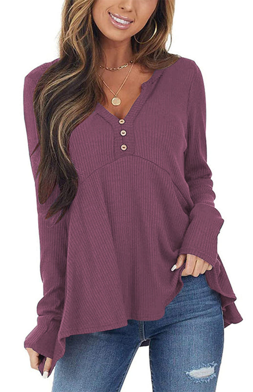 Liana V-Neck Long-Sleeved Loose Bottoming Shirt