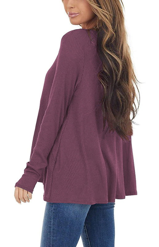 Liana V-Neck Long-Sleeved Loose Bottoming Shirt