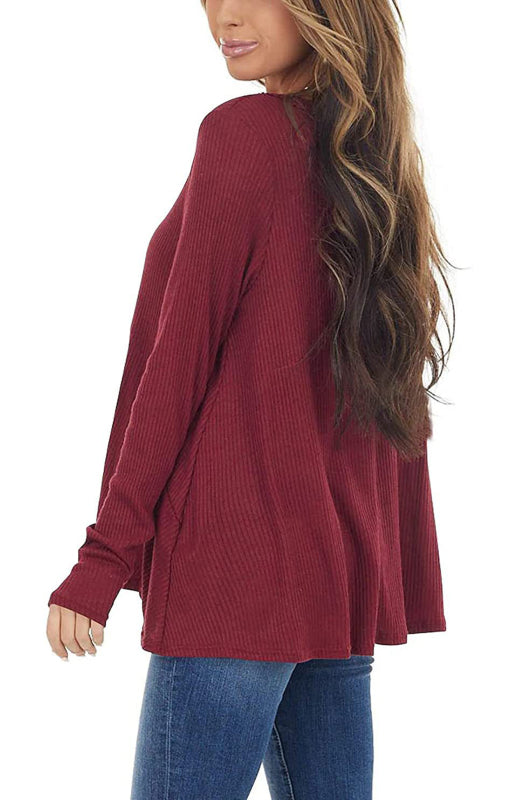 Liana V-Neck Long-Sleeved Loose Bottoming Shirt