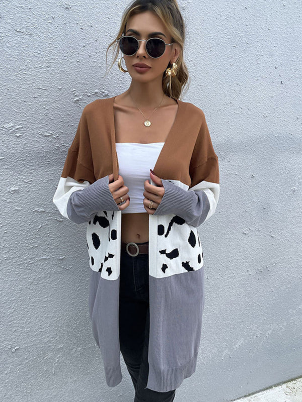 Heaven Leopard-Print Cardigan Knitted Sweater Coat