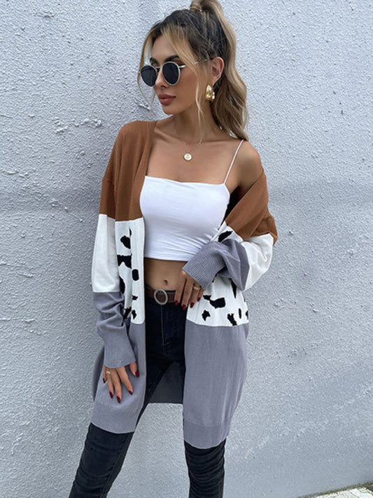 Heaven Leopard-Print Cardigan Knitted Sweater Coat