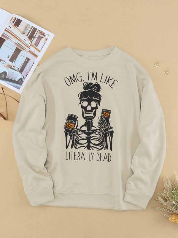 Adeline Funny Skeleton Graphic Casual Hoodie Sweatshirt