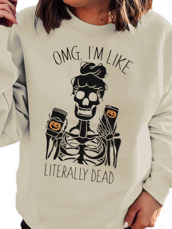 Adeline Funny Skeleton Graphic Casual Hoodie Sweatshirt