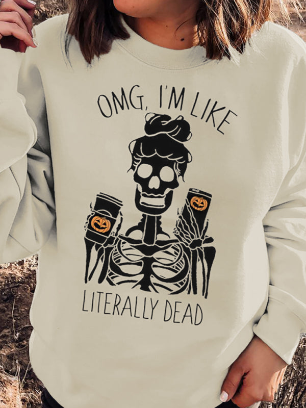 Adeline Funny Skeleton Graphic Casual Hoodie Sweatshirt