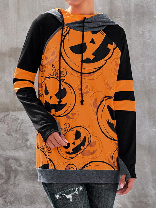 Teagan Women Halloween Pumpkin Print Hoodie Sweatshirt