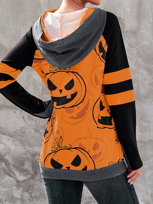 Teagan Women Halloween Pumpkin Print Hoodie Sweatshirt