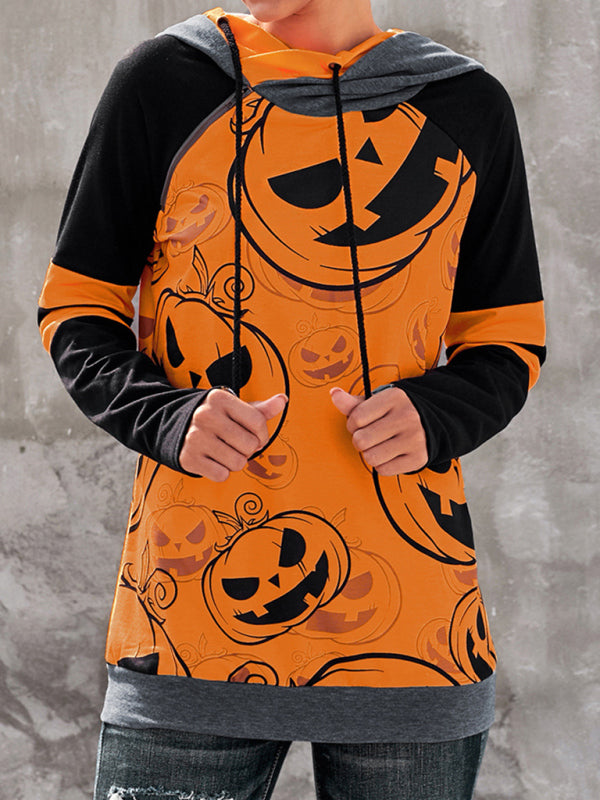 Teagan Women Halloween Pumpkin Print Hoodie Sweatshirt