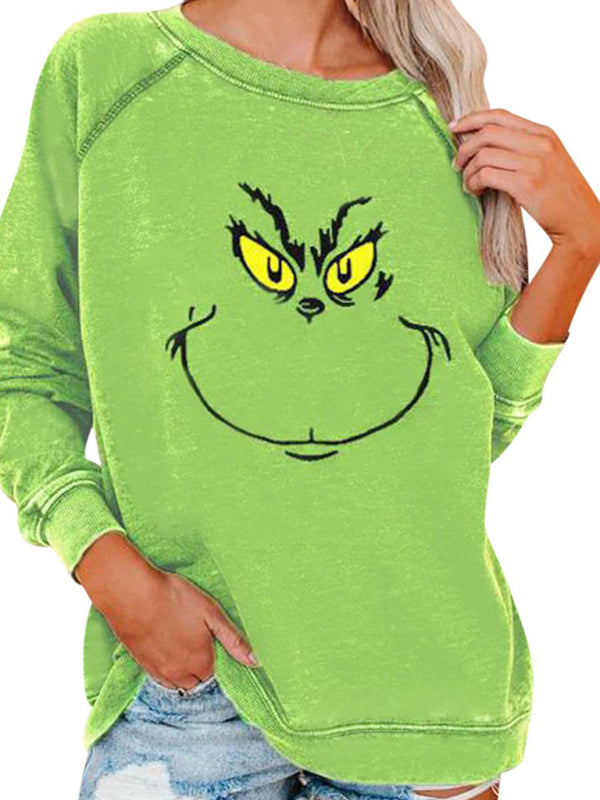 Julianne Women's Christmas Greg Grinch Print Long Sleeve Sweatshirt