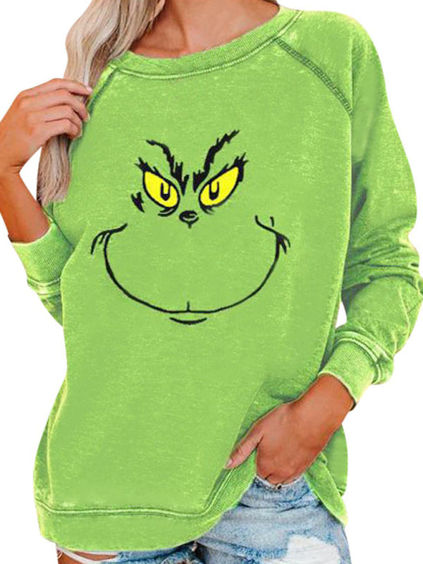 Julianne Women's Christmas Greg Grinch Print Long Sleeve Sweatshirt