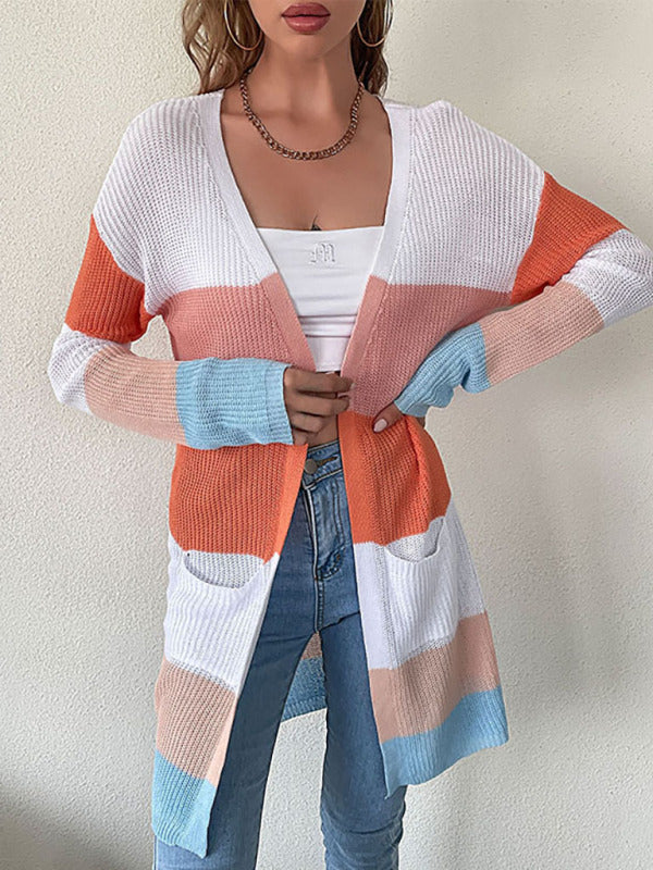 Lana Women's Casual Striped Cardigan With Cardigan