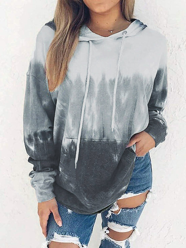 Karissa Spring Autumn Winter New Women's Top Tie-Dye Hooded Long-Sleeved Pocket Sweater