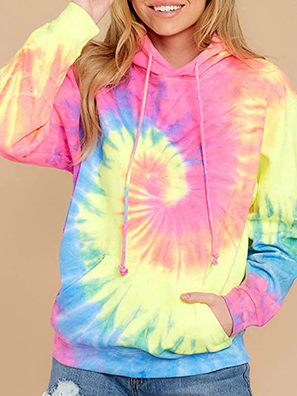 Karissa Spring Autumn Winter New Women's Top Tie-Dye Hooded Long-Sleeved Pocket Sweater