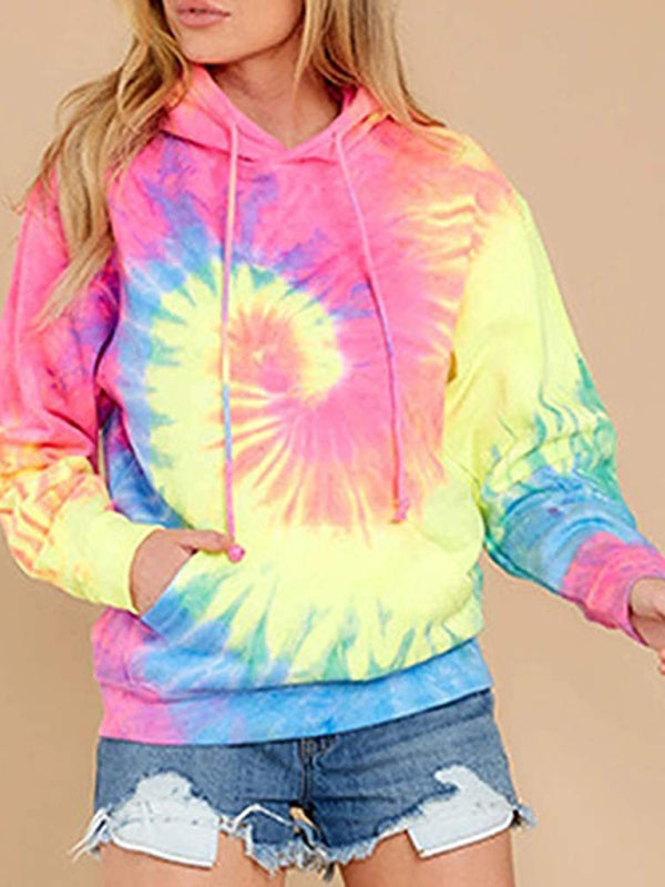 Karissa Spring Autumn Winter New Women's Top Tie-Dye Hooded Long-Sleeved Pocket Sweater