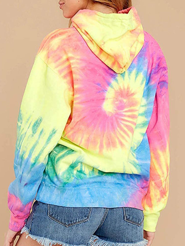 Karissa Spring Autumn Winter New Women's Top Tie-Dye Hooded Long-Sleeved Pocket Sweater