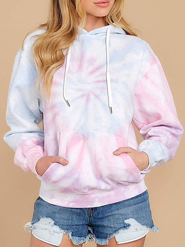 Karissa Spring Autumn Winter New Women's Top Tie-Dye Hooded Long-Sleeved Pocket Sweater