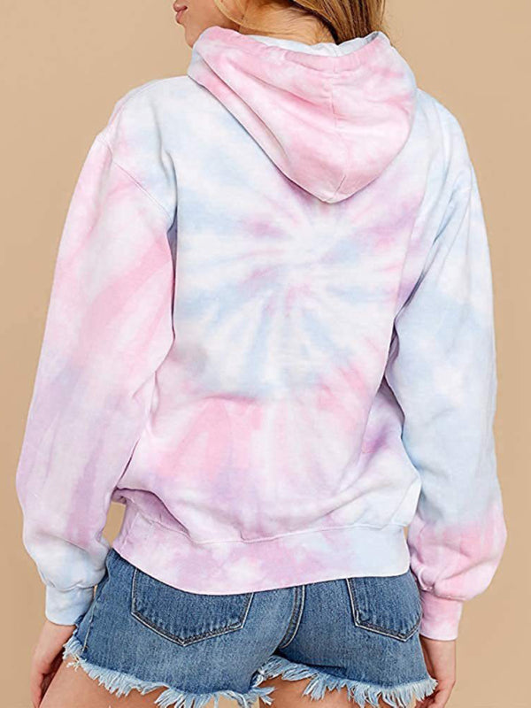 Karissa Spring Autumn Winter New Women's Top Tie-Dye Hooded Long-Sleeved Pocket Sweater