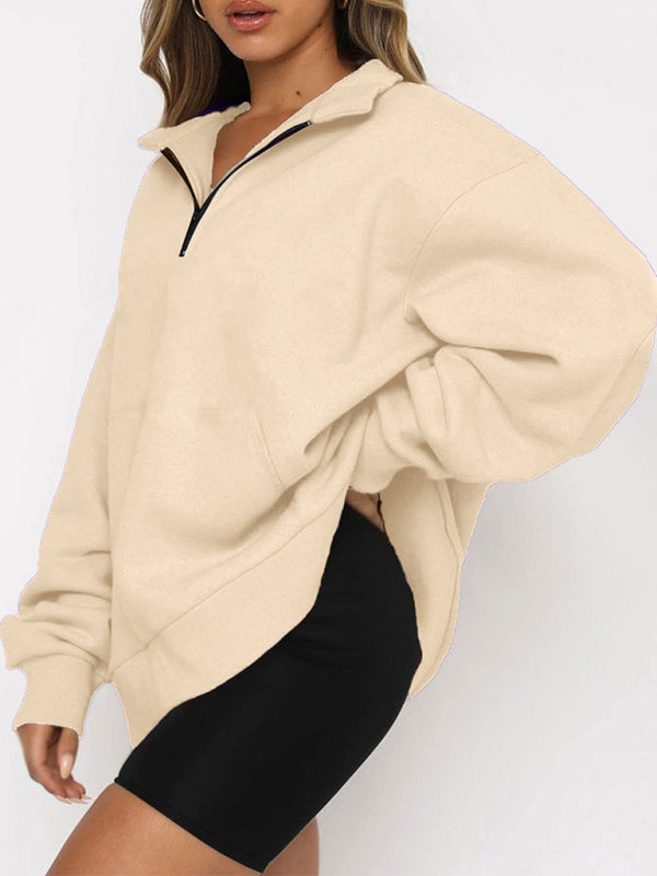 Katlyn Pocket Top Half Zip Pullover Long Sleeve Sweatshirt