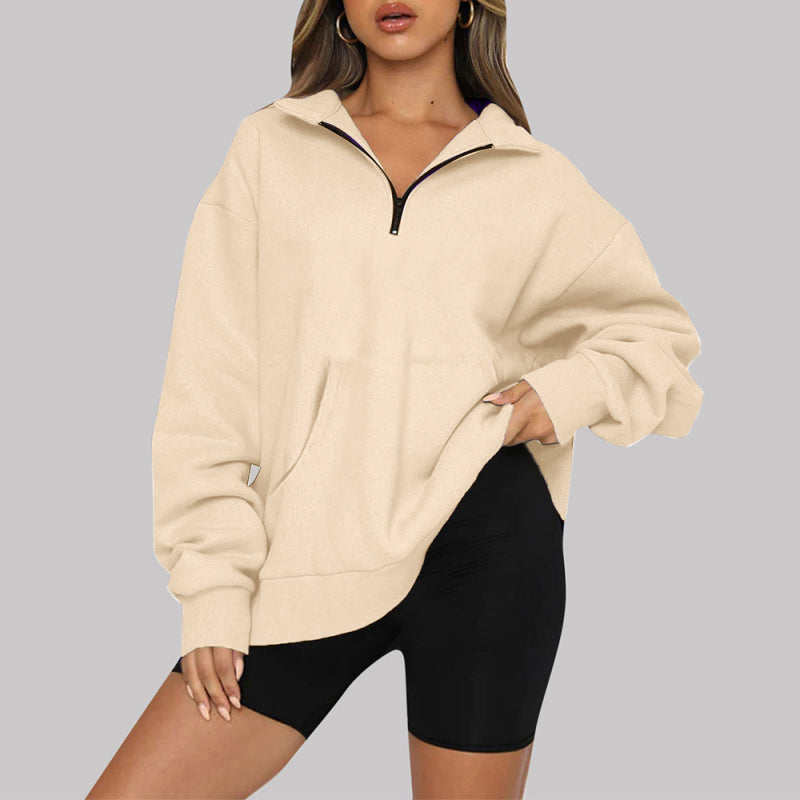 Katlyn Pocket Top Half Zip Pullover Long Sleeve Sweatshirt