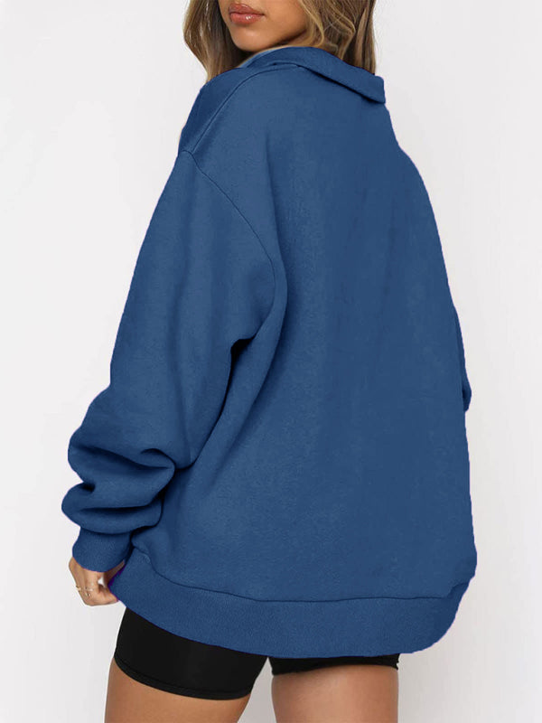 Katlyn Pocket Top Half Zip Pullover Long Sleeve Sweatshirt