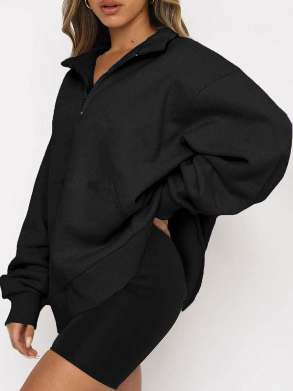 Katlyn Pocket Top Half Zip Pullover Long Sleeve Sweatshirt