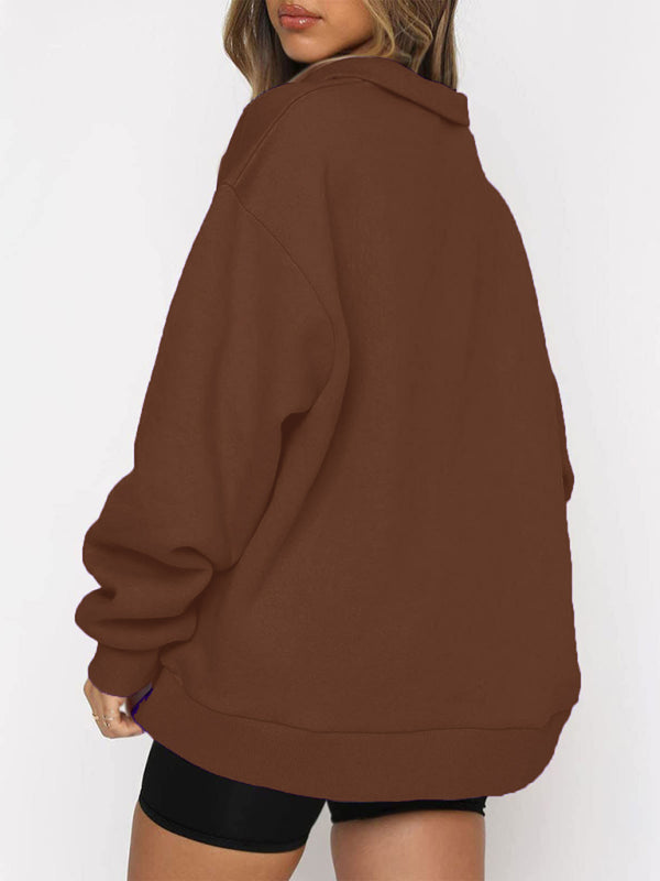 Katlyn Pocket Top Half Zip Pullover Long Sleeve Sweatshirt