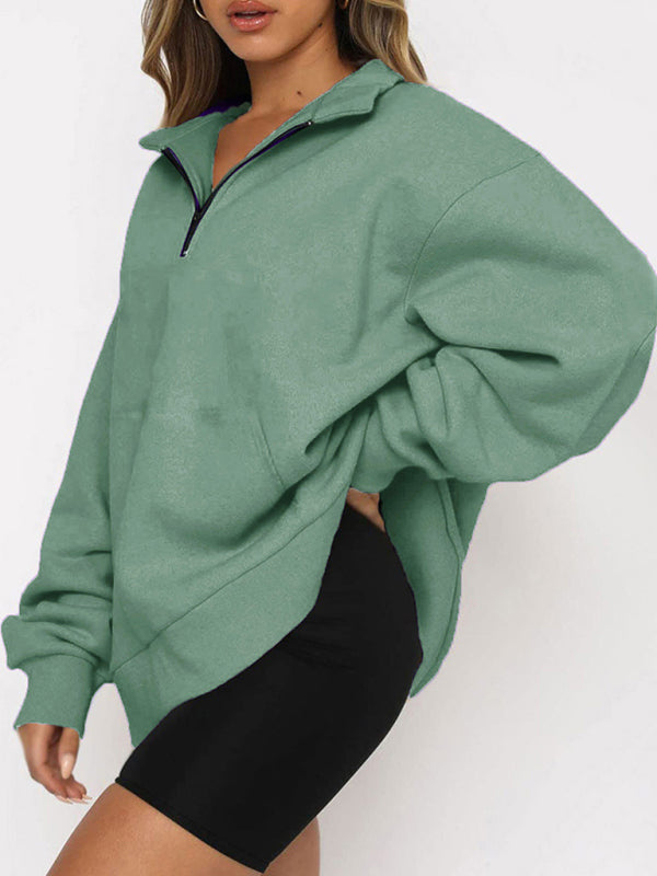 Katlyn Pocket Top Half Zip Pullover Long Sleeve Sweatshirt