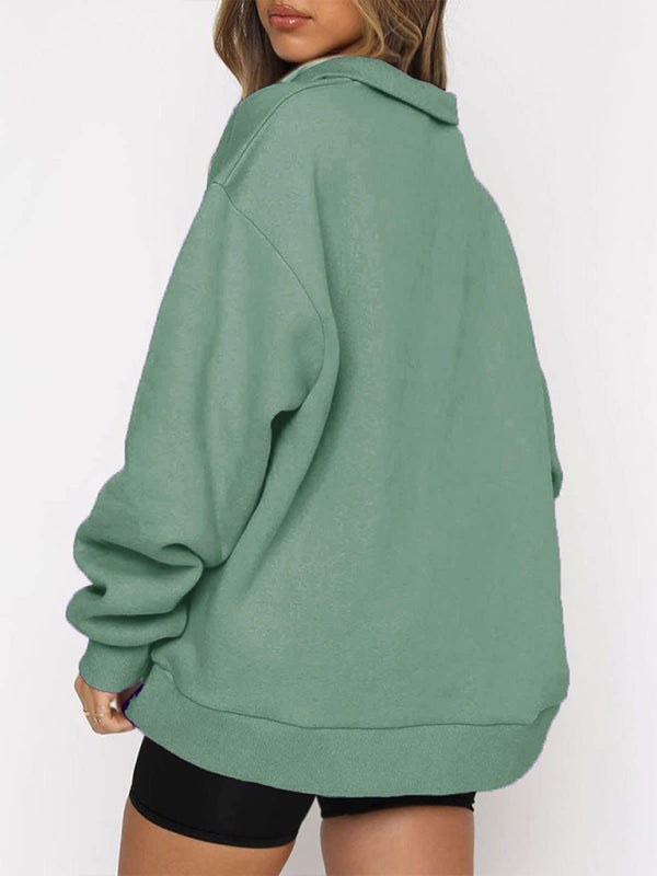 Katlyn Pocket Top Half Zip Pullover Long Sleeve Sweatshirt