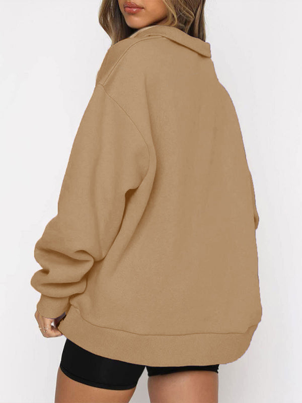 Katlyn Pocket Top Half Zip Pullover Long Sleeve Sweatshirt