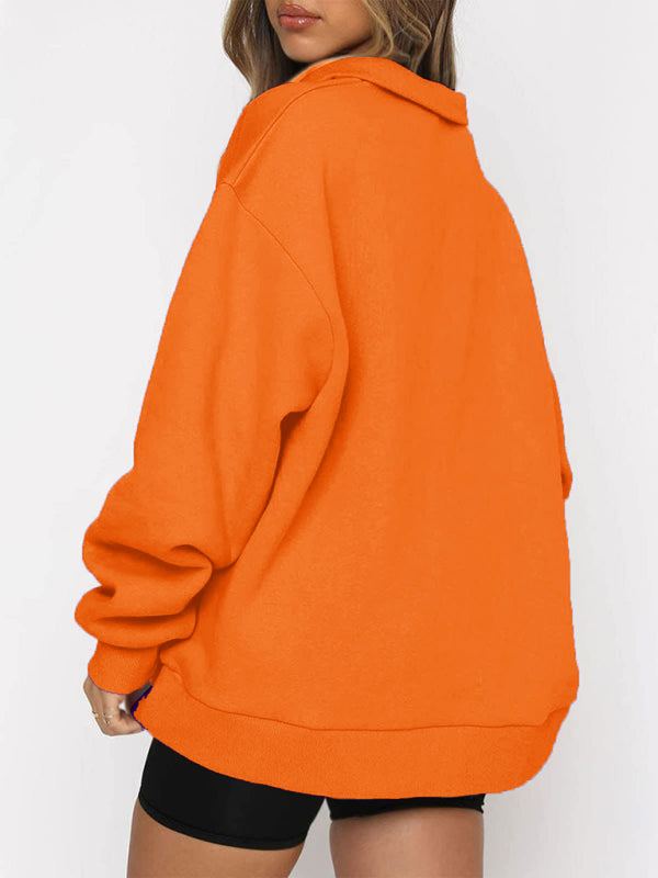 Katlyn Pocket Top Half Zip Pullover Long Sleeve Sweatshirt