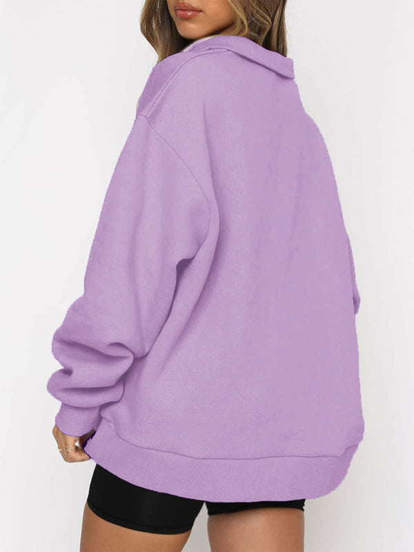 Katlyn Pocket Top Half Zip Pullover Long Sleeve Sweatshirt