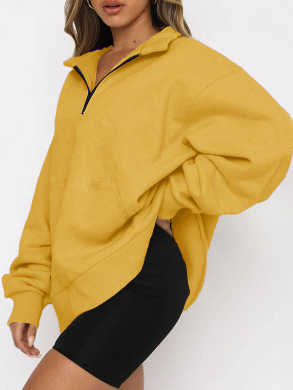 Katlyn Pocket Top Half Zip Pullover Long Sleeve Sweatshirt