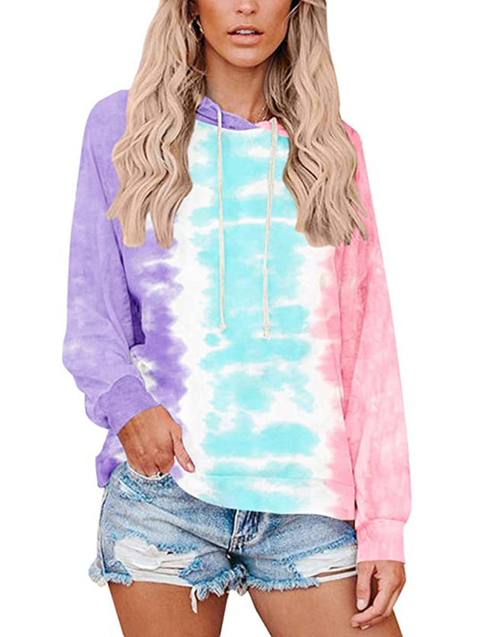 Alanna New Ladies Sweatshirt Tie Dye Gradient Color Hooded Loose Top