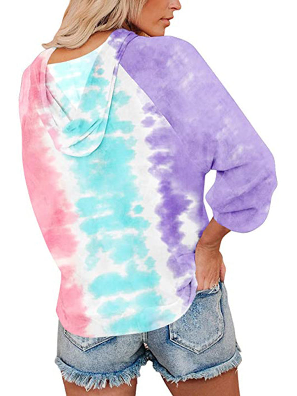 Alanna New Ladies Sweatshirt Tie Dye Gradient Color Hooded Loose Top