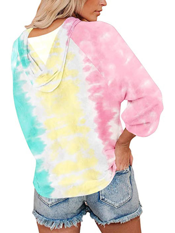 Alanna New Ladies Sweatshirt Tie Dye Gradient Color Hooded Loose Top