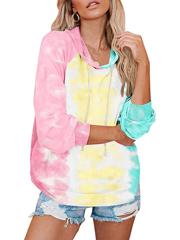 Alanna New Ladies Sweatshirt Tie Dye Gradient Color Hooded Loose Top