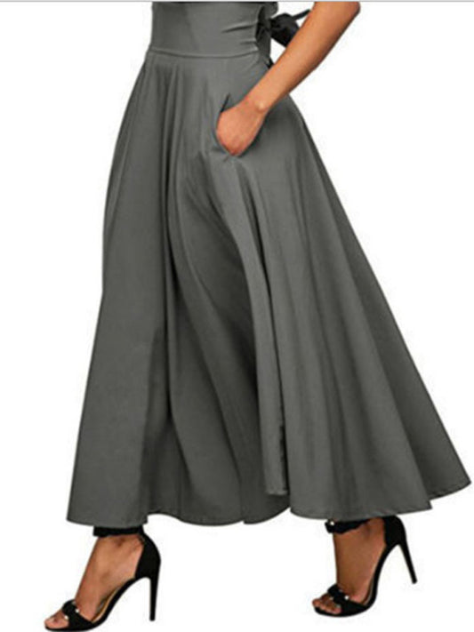 New Style Women's Skirt Solid Color Strap and Ankle Waist Skirt