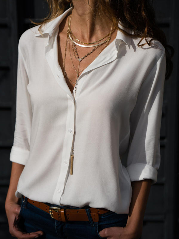 Alexandria  Chic Lapel Collar Self Design Polyester Women's Blouse