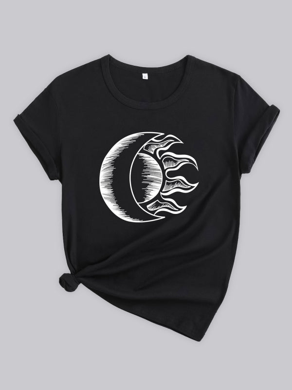 Danielle Women's Moon Printed Casual Graphic Tee