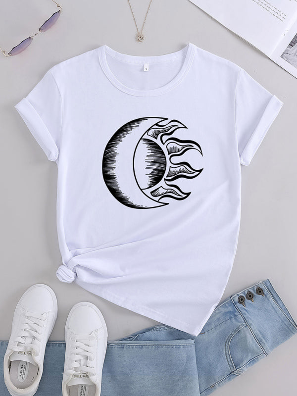 Danielle Women's Moon Printed Casual Graphic Tee